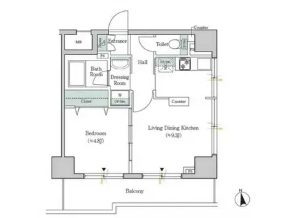 ONE ROOF FLAT TOGOSHI(1LDK/11階)の間取り写真