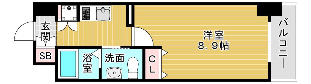 ルクレ京橋(1K/2階)の間取り写真