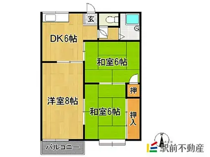 コーポキタハラI(3DK/2階)の間取り写真