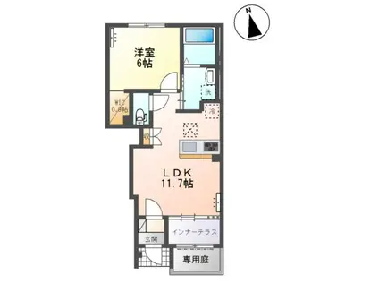 一宮市あずらアパート(1LDK/1階)の間取り写真