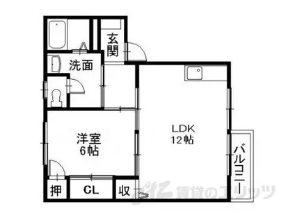 エクセルシア(1LDK/2階)の間取り写真