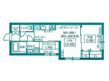 ココキューブグランデ学芸大学(1SLDK/4階)の間取り写真