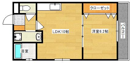 グリーンハイツ比治山(1DK/1階)の間取り写真