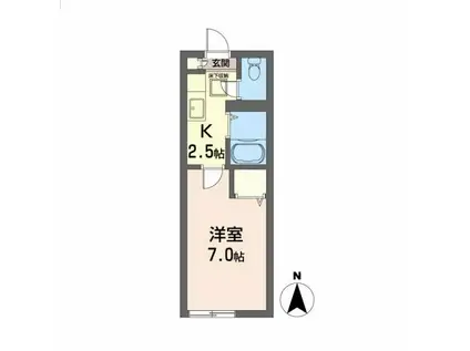 ヴェルデュール(1K/1階)の間取り写真