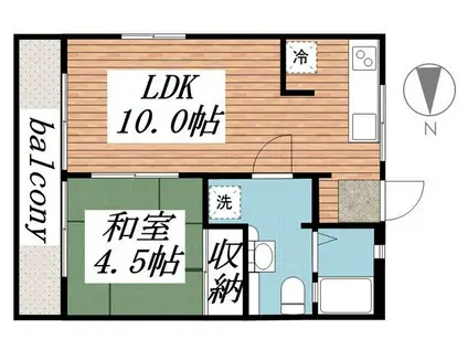 ベラドーモA(1LDK/2階)の間取り写真