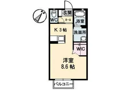シャーメゾンロイヤルオークス(1K/1階)の間取り写真