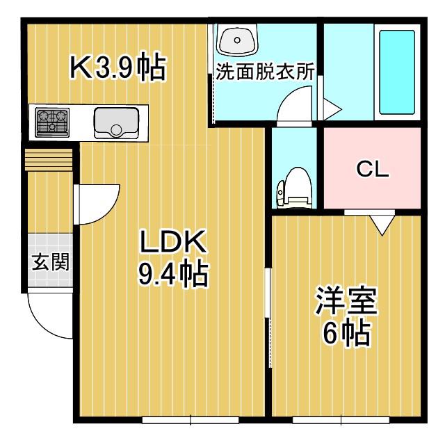 JR根室本線 帯広駅 徒歩12分 3階建 築1年(1LDK/2階)の間取り写真