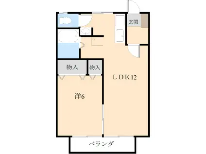 コーポくるま(1LDK/2階)の間取り写真