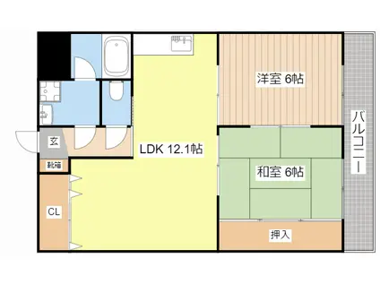 タイハイツ焼田(2LDK/3階)の間取り写真