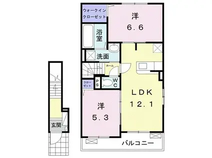 リバーサイドI(2LDK/2階)の間取り写真
