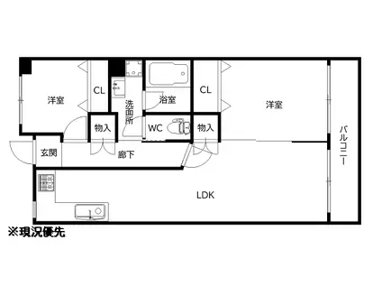 ドミナス小笹中央公園(2LDK/5階)の間取り写真