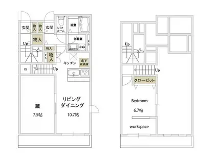 アイデアル梶ヶ谷(1LDK/1階)の間取り写真