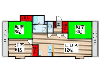ラフィーヌ・太陽(3LDK/4階)の間取り写真