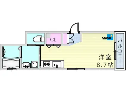SEAヴォヤージュ2(ワンルーム/1階)の間取り写真