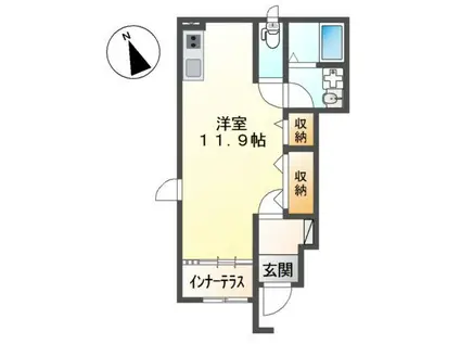 プログレス2番館(ワンルーム/1階)の間取り写真