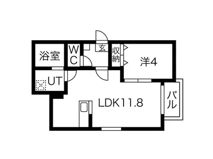 コートスタイル二日市I(1LDK/1階)の間取り写真