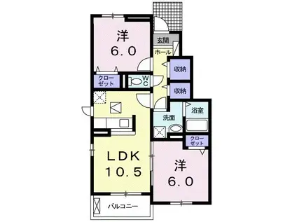 ブリーゼ21(2LDK/1階)の間取り写真