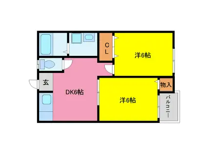 クィーンハイツK4(2DK/2階)の間取り写真