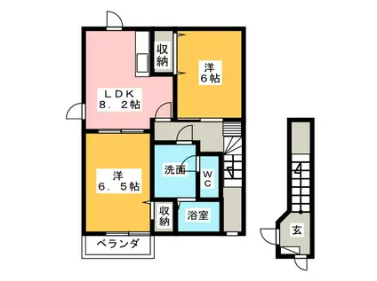 プチアドバンス(2DK/2階)の間取り写真