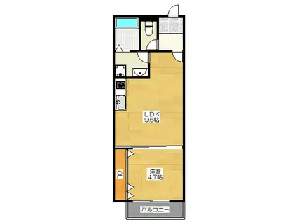 杉塚2丁目APB棟(1LDK/3階)の間取り写真