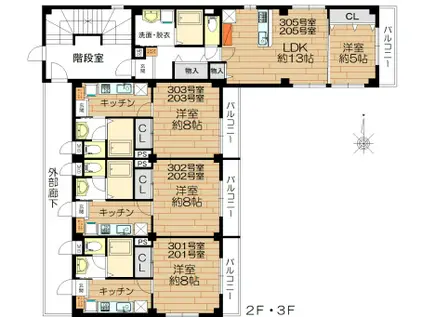 FU-YOU LUMIEREB.205(1LDK/2階)の間取り写真
