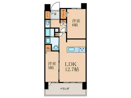 グランドパレス黒崎ランドマークス(2LDK/4階)の間取り写真