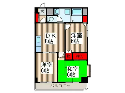 第2錦生コーポ(3DK/4階)の間取り写真