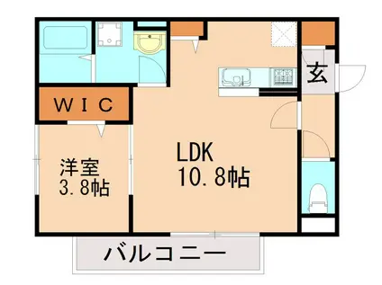D-ROOM HAKATA イースト(1LDK/3階)の間取り写真