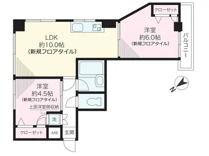 白山レジデンス(2LDK/5階)の間取り写真