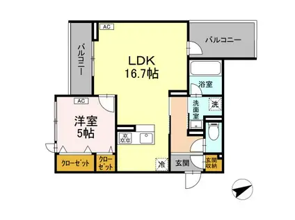 ディーレジデンス稲城(1LDK/2階)の間取り写真