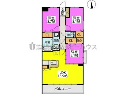 フルラージュ(3LDK/2階)の間取り写真