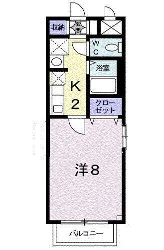 カーサ・ソレアードII番館(1K/2階)の間取り写真