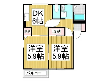 フォーレス フラワー B(2DK/2階)の間取り写真