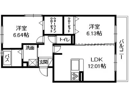 EUPHORIAII(2LDK/1階)の間取り写真