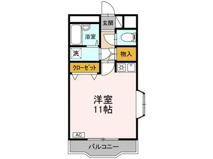 クリスタル甲府善光寺(ワンルーム/3階)の間取り写真