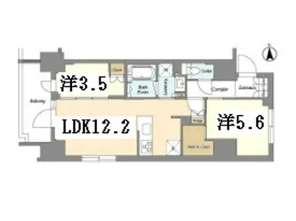 GEO ENT上野稲荷町(2LDK/4階)の間取り写真