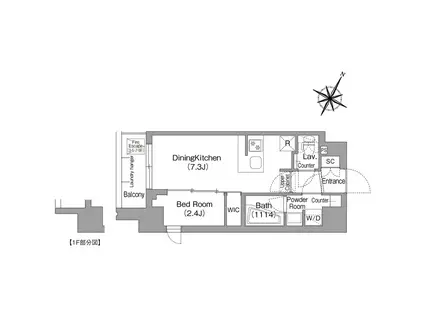 コンフォリア・リヴ新中野サウス(1DK/4階)の間取り写真