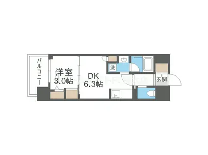 アーバネックス大阪天満宮II(1DK/8階)の間取り写真