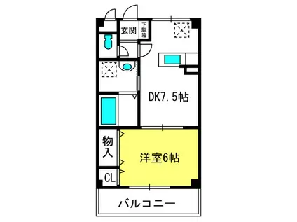 ヒルズ三橋(1DK/3階)の間取り写真