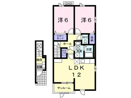 ビリーブA(2LDK/2階)の間取り写真