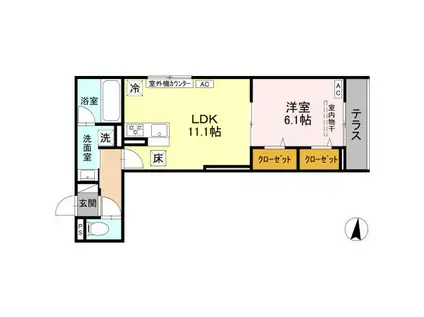 エリオント大和中央(1LDK/1階)の間取り写真