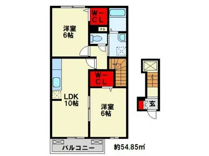 シュトラント感田A(2LDK/2階)の間取り写真
