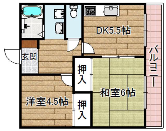 グリーンハイツ(2DK/1階)の間取り写真