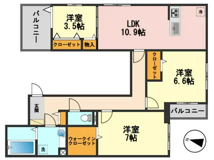 ラ カーサ フェリシダ(3LDK/2階)の間取り写真