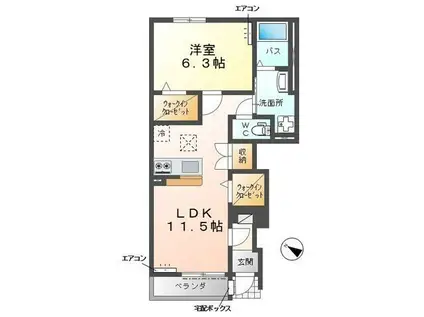 KAKINOKI TERRACE(1LDK/1階)の間取り写真