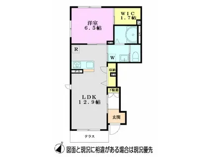 ミア・カーサ(1LDK/1階)の間取り写真