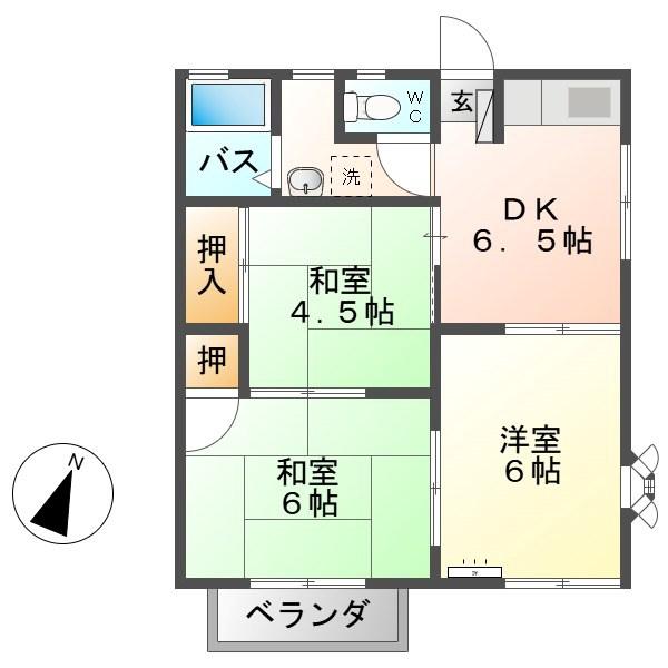 タウニィ中丘(3DK/2階)の間取り写真