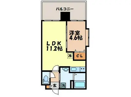 SGB浜町(1LDK/3階)の間取り写真