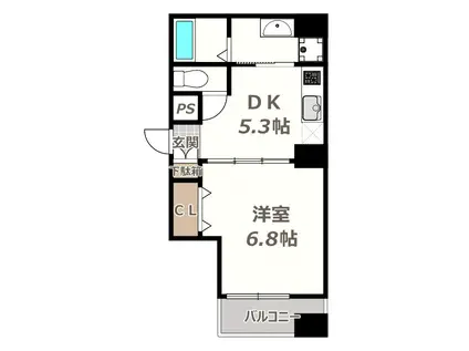 TO U UEHOMMACHI(1DK/6階)の間取り写真