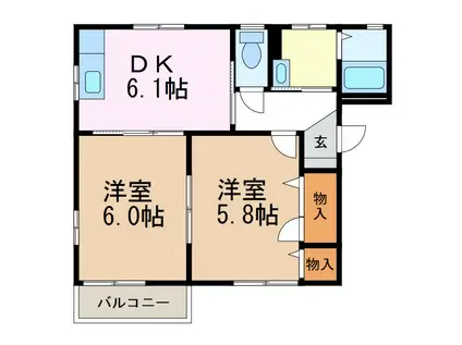 ディアス イーストB(2DK/2階)の間取り写真